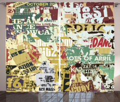 Old Torn Posters Collage Curtain