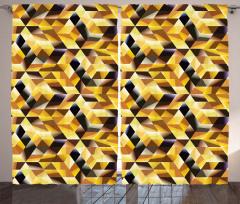 Graphic Cubes Blocks Curtain