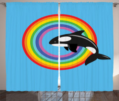 Rainbow Round and Whale Curtain