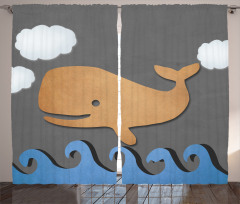 Wooden Paper Base Whale Curtain