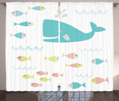 Geometric Whale Fish Curtain