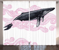 Striped Dreamy Whale Curtain