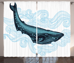 Whale with Striped Wave Curtain
