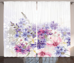 Pink Purple Flowers Curtain
