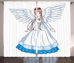Cartoon with Angel Wings Curtain