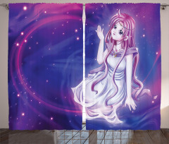 Purple Anime Fairy Sitting Curtain