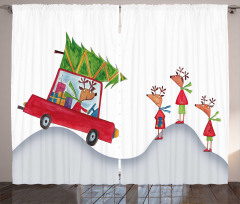 Reindeer Family Noel Curtain