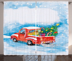 Truck Winter Scenery Curtain