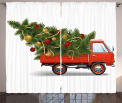 Xmas Truck and Tree Curtain