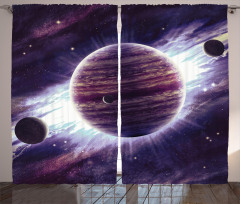 Outer Space Planets Mars Curtain
