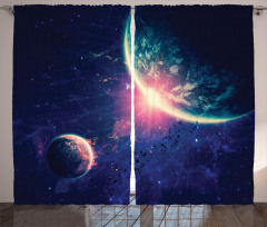 Outer Space Mars Planets Curtain