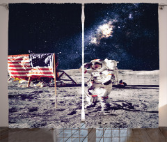 USA Flag and Astronaut Curtain