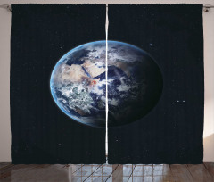 Planet Outer Space Scene Curtain