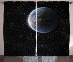 Moon Planet Earth Cosmos Curtain