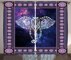 Space Galaxy Elephant Curtain