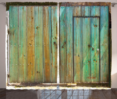 Rustic Old Wooden Gate Curtain