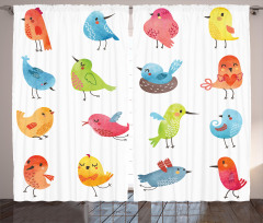 Colorful Humor Bird Curtain