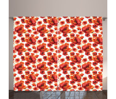 Red Poppy Flowers Curtain