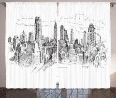Sketchy NYC Cityscape Curtain