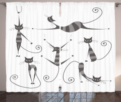 Funny Skinny Striped Cat Curtain