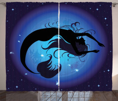 Aquatic Girl Mermaid Curtain
