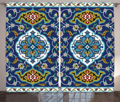 Oriental Tile Effects Curtain