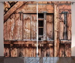 Oak Abandoned Barn Door Curtain