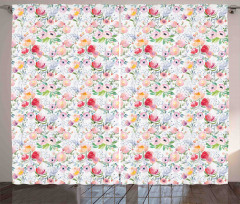 Colored Spring Flowers Curtain