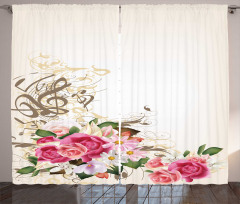 Flowers and Music Notes Curtain