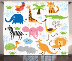 Safari Giraffe Elephant Curtain