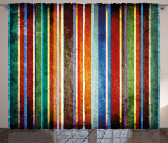 Retro Colorful Bands Curtain