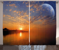 Skyline with Planet Sun Curtain