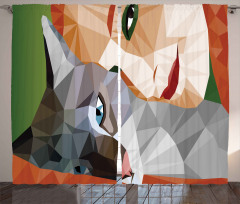Geometric Mosaic Kitten Curtain