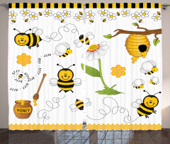 Bees Daisies Chamomile Curtain