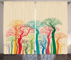 Colorful Abstract Trees Curtain