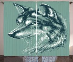Wild Exotic Wolf Image Curtain