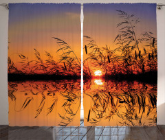 Lake Sunset Photo Scene Curtain