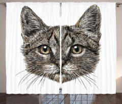 Sketchy Cat Head Curtain