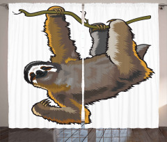 Lazy Sloth Bear Cartoon Curtain