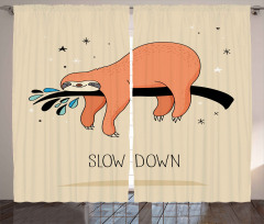Sleepy Sloth Cartoon Curtain
