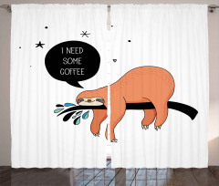 Shy Happy Cartoon Sloth Curtain