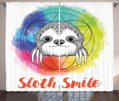 Rainbow Sloth Sketch Curtain