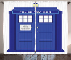 Blue Brit Phone Box Curtain