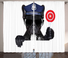 Pug Dog Police Costume Curtain