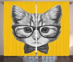Baby Hipster Kitten Cat Curtain