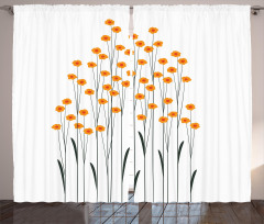 Yellow Daisies Leaves Curtain