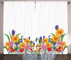 Cartoon Garden Tulips Curtain