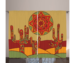 Tribal Design Cactus Curtain