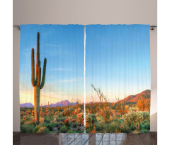 Cactus Sunset Landscape Curtain