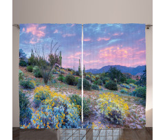 Mountain Floral Scenery Curtain